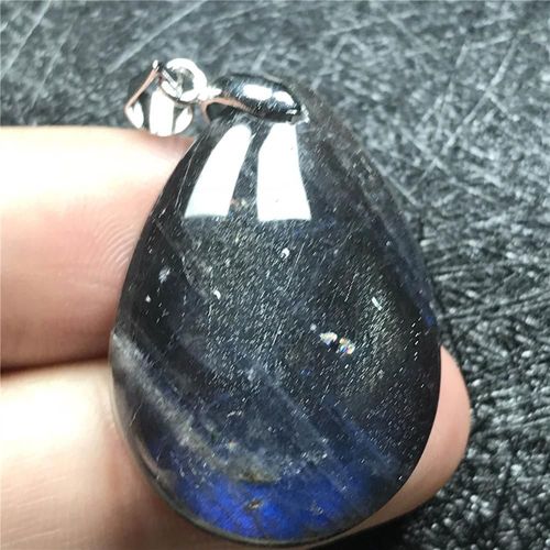 Pendentif En Labradorite Naturelle Pour Homme Et Femme, En Cristal Clair Bleu, Perles En Pierre De Lune, Argent, À La Mode, 30x21x8mm, Aaaaa