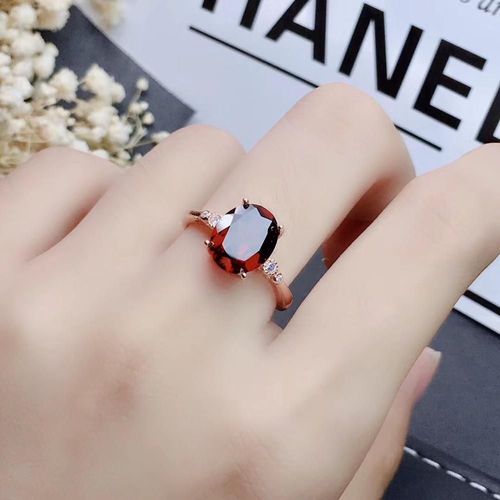 Bague En Argent Sterling 925 Incrustée De Grenat Naturel Pour Femmes, Bijoux Boutique, Pierre Précieuse, Support De Détection Fine