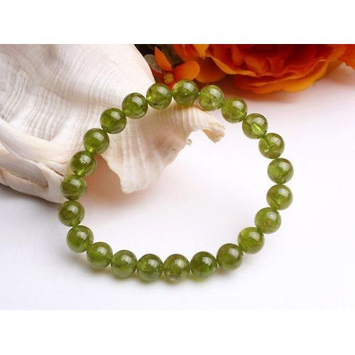 Bracelet D'olivine Péridot Naturel Vert Véritable Pour Femmes Et Hommes, Perles Rondes En Cristal Clair De Guérison Extensible, 6mm 7mm Aaaaa