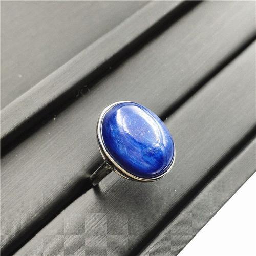 Bague En Kyanite Naturelle, Pierre De Guérison Oeil De Chat Bleu, Forme Ovale, Fête D'anniversaire, Bijoux De Luxe Ajustable, 16x14mm, Aaaaa