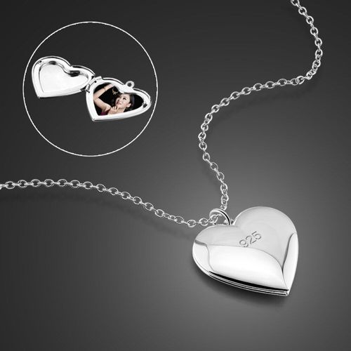 Collier De Chandail En Argent Sterling 100% Pour Filles Et Femmes, Pendentif De Boîte À Photos, Longue Chaîne Sans Lettrage, Bijoux En Or Rose, 925