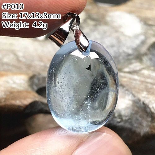 Pendentif Topaze Bleue Naturelle, Bijoux Pour Femmes Et Hommes, Quartz Argenté, Perles Brésiliennes En Cristal De Guérison, Pierre Porte Bonheur, Pierre Précieuse Claire Aaaaa