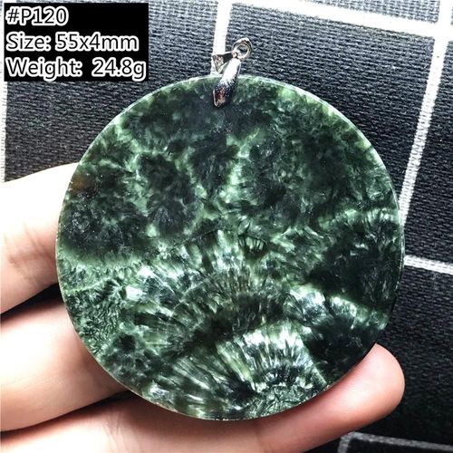 Collier Pendentif Seraphinite Verte Naturelle, Bijoux Pour Femmes Et Hommes, Cadeau D'amour De Guérison, Perles Rondes En Cristal, Grande Pierre Précieuse Aaaaa