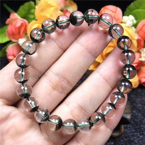 Bracelet À Quartz Fantôme Vert Naturel Pour Femmes Et Hommes, 8mm, Perles En Cristal, Pierres Précieuses, Bijoux, Brins, Aaaaa