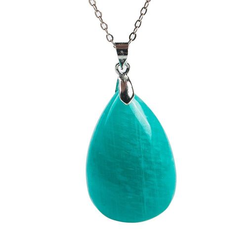 Pendentif En Pierre Amazonite Verte Naturelle 100%, 33x19x9mm, Pendentif En Forme De Goutte D'eau, Pour Homme Et Femme, Guérison En Cristal Du Maroc, Aaaaa