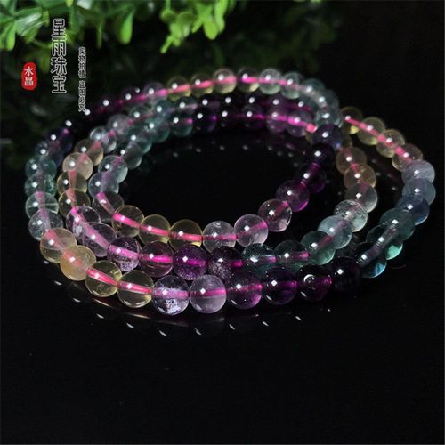 Bracelet En Fluorite Naturelle Pour Femmes Et Hommes, Perles Rondes En Cristal, Pierre De Guérison, Chance, Amour, Cadeau, Bijoux Extensibles, 6mm, Aaaaa