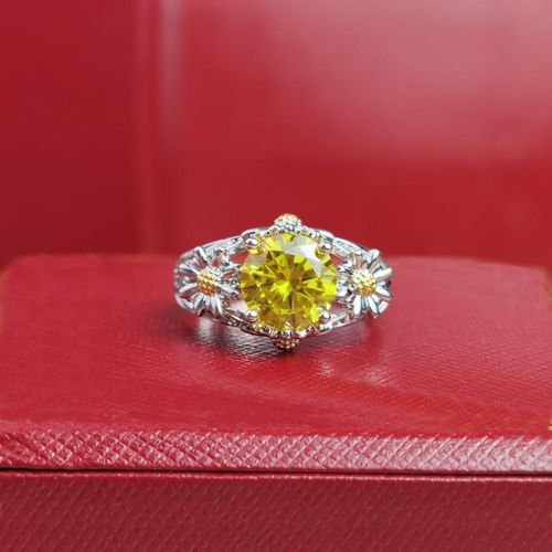 Bague En Argent Sterling 925 De Haute Qualité Pour Femme, Bijoux De Mariage En Diamant Jaune Naturel, Fête, Mode Noble Sauvage, Grande Bague En Argent Rose