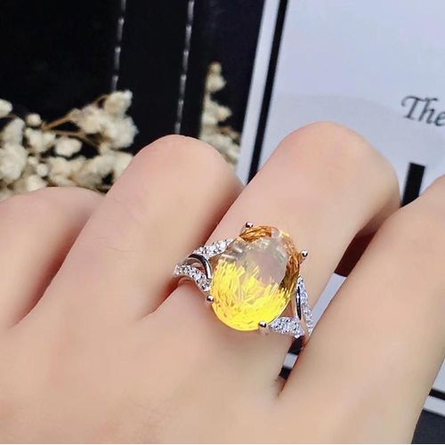 Bague En Citrine Incrustée En Argent Sterling 925 Pour Femmes, Bijou De Luxe De Haute Qualité, Boutique