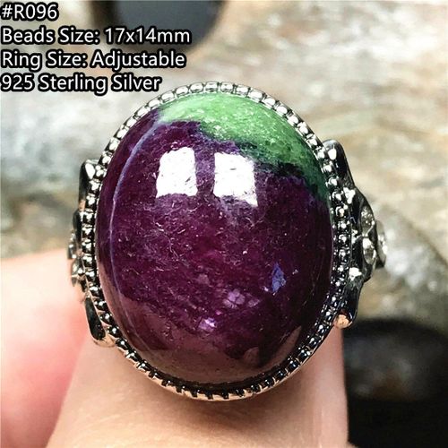 Bague En Argent Sterling Pour Femme Et Homme, Bague En Rubis Zoisite Naturelle, En Cristal Rouge Et Vert, Perles Ovales, Pierre Ajustable, Bijoux Aaaaa