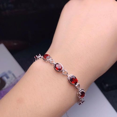 Bracelet En Grenat Naturel Incrusté En Argent Sterling 925, Bijoux Pour Femmes, Test De Soutien, Boutique
