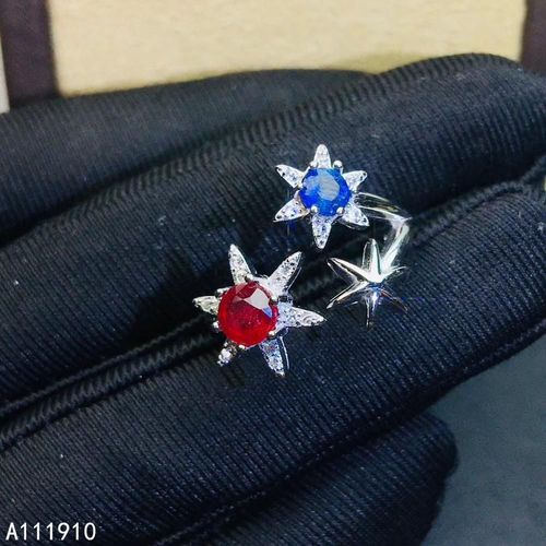 Bague En Argent Sterling 925 Incrustée De Pierres Précieuses Rubis Naturelles Pour Femme, Bijoux Fins, Support De Détection Noble
