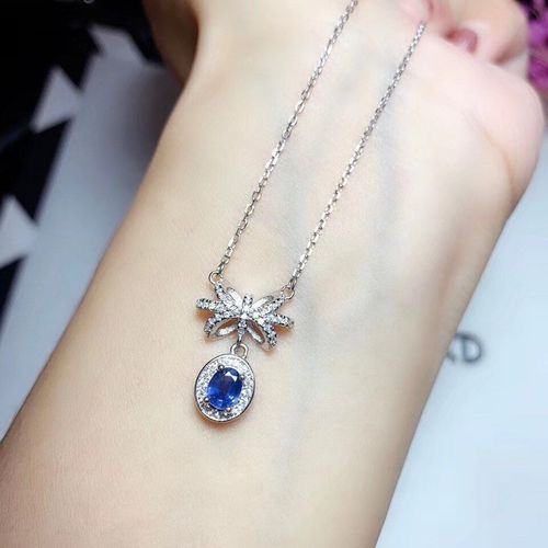 Bijoux Boutique En Argent Sterling 925 Incrusté De Saphir Naturel, Pendentif Pour Collier De Femmes, Support De Détection Populaire