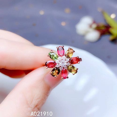 Bague En Argent Sterling 925 Incrustée De Tourmaline Naturelle Pour Femmes, Bijoux De Boutique, Détection De Support, À La Mode