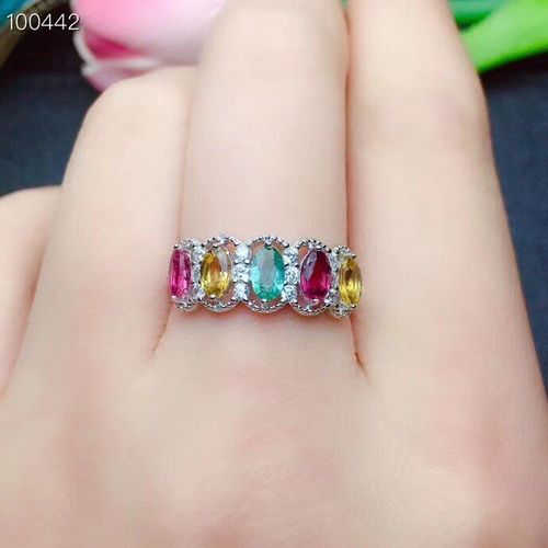 Bague En Argent Sterling 925 Incrustée De Tourmaline Naturelle Pour Femme, Bijou Classique De Détection De Support, Boutique