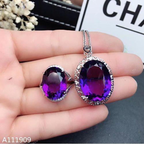 Bijoux Boutique En Argent Sterling 925 Incrusté D'améthyste, Collier, Pendentif, Bague, Costume De Luxe Pour Femmes
