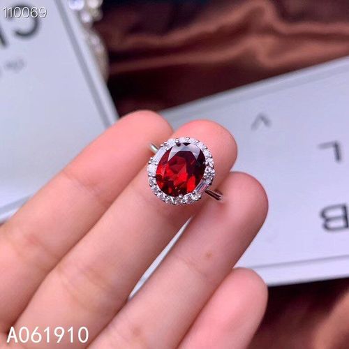 Bague En Argent Sterling 925 Incrustée De Pierres Précieuses Grenat Naturel Pour Femmes, Bague De Détection Classique