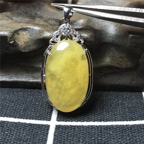 Pendentif En Ambre Jaune Naturel Pour Femmes Et Hommes, Bijoux De Guérison, Cristal 35x19x9mm, Perles En Argent, Pierre Précieuse Aaaaa