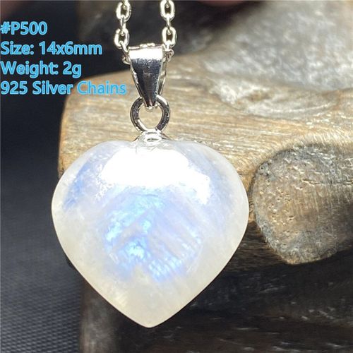 Collier Avec Pendentif En Pierre De Lune Bleue Naturelle Pour Femme Et Homme, Bijou Avec Perles En Cristal, Chaîne En Argent, 14x6mm, Aaaaa