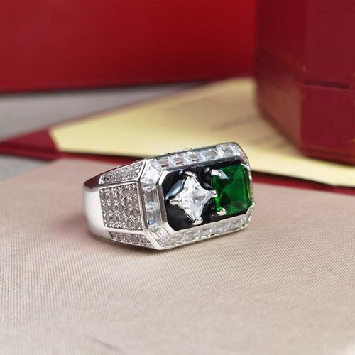 Bague En Argent Sterling 925 De Grande Largeur Pour Femme, Bijou De Grande Qualité, En Diamant Naturel Vert, À La Mode, Noble Et Sauvage