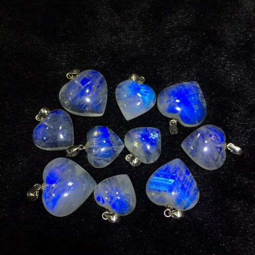 Pendentif En Pierre De Lune Bleue Naturelle Pour Homme Et Femme, Pierre D'amour En Forme De C¿Ur, Argent 925, Cristal, Pour Anniversaire, 18x18x7mm, Aaaaa