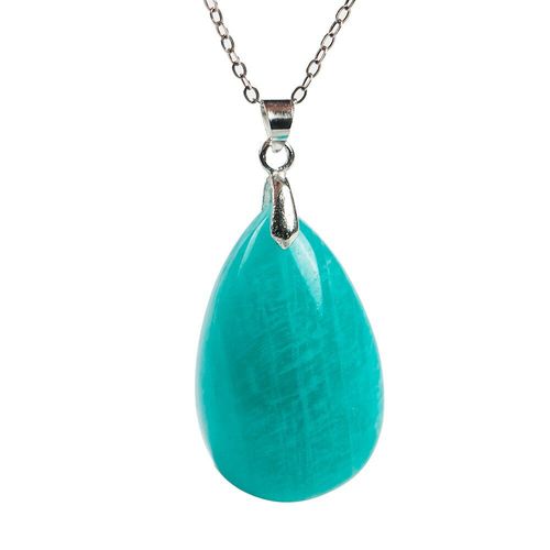 Pendentif En Forme De Goutte D'eau D'amazonite Verte Naturelle Pour Femme, Excellente Pierre De Guérison, En Cristal, 31x20x7mm, Aaaaa