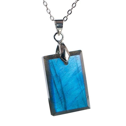 Pendentif En Labradorite Bleue Naturelle, De Qualité Supérieure, Carré, Rectangle, Pour Femme Et Homme, Collier De 22x15x6mm, Livraison Directe Aaaaa