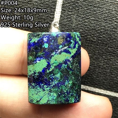 Pendentif En Pierre Naturelle Azulite Malachite Lapis Lazuli Pour Homme Et Femme, Bijoux En Pierres Précieuses, Vert, Bleu, Cristal 925, Argent, Aaaaa