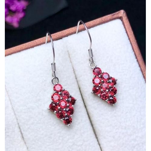 Bijoux En Argent Sterling 925 Incrustés D'aluminium Naturel Magnésium Grenat, Pierres Précieuses De Luxe Pour Femmes, Support De Boucles D'oreilles