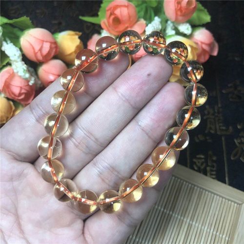 Bracelet À Quartz En Citrine Jaune Naturelle Pour Femmes Et Hommes, Perles Rondes En Cristal, Bijoux En Pierres Précieuses Claires, 10mm, Aaaaa