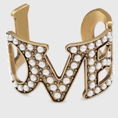 Bracelet De Marque En Perles Pour Femmes, Bijoux Vintage, Lettre D'amour, Vintage, De Fête, En Laiton Jaune, Perles Complètes