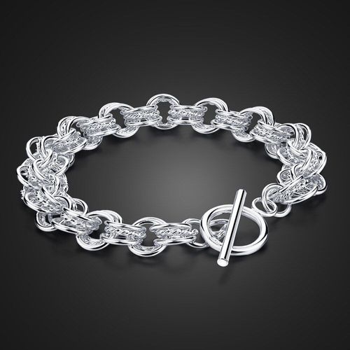 Bracelet En Argent Sterling 100% Pour Hommes Et Femmes, Bijou À La Mode, Design Unique À Fermoir, Chaîne De 10 Mm Et 8 Pouces, Bijoux De Charme