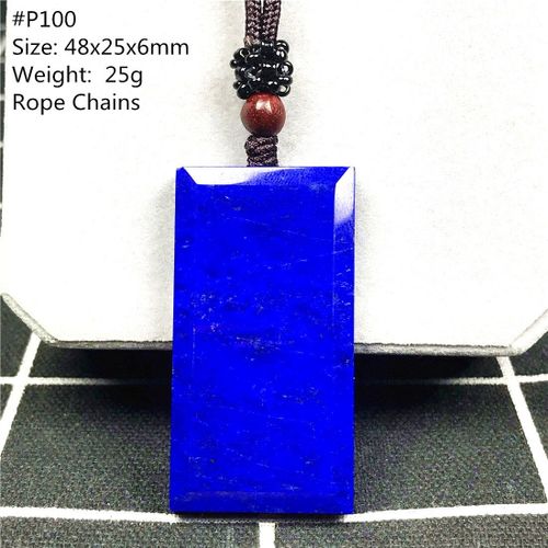 Collier En Lapis Lazuli Bleu Royal Naturel, Pendentif, Bijoux Pour Femmes Et Hommes, Porte Bonheur, Perles Rectangulaires En Pierre, Corde Réglable Aaaaa