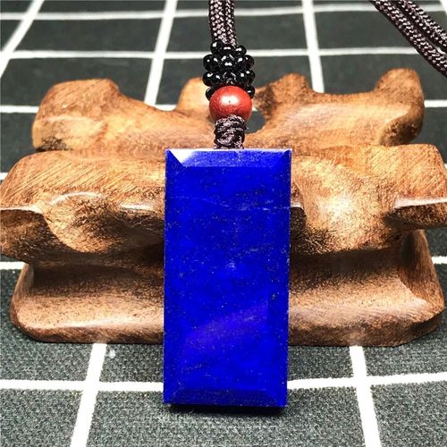 Collier Avec Pendentif En Lapis Lazuli Bleu Royal Pour Homme Et Femme, Pierres Rectangulaires, Perles De Taille 36x18x8mm, Cordon Réglable, Aaaaa