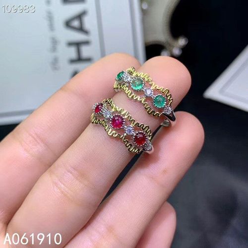 Bague En Argent Sterling 925 Incrustée D'émeraude Rubis Naturel Pour Femme, Bijoux Boutique, Support De Détection, Mode
