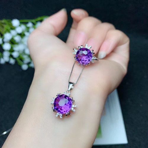 Kjjeaxcmy Pendentif De Boutique, Bijoux En Argent Sterling 925, Bague En Améthyste Incrustée, Costume Luxueux Pour Femmes
