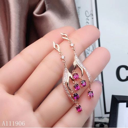 Boucles D'oreilles En Argent Sterling 925 Incrusté De Pierres Précieuses Naturelles Magnésium Aluminium Grenat, Support Detetti, Bijoux Boutique