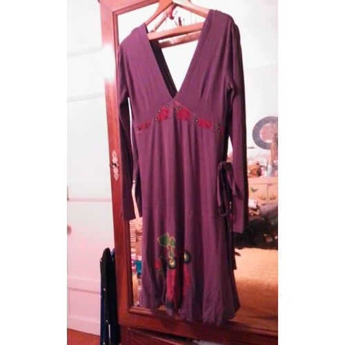 Robe Violette Motifs Colorés Col En V 42 Xl Desigual.