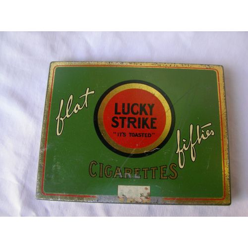 Ww2 Us Boite De Cigarettes Vide Mètal Amèricaine " Lucky Strike " Fabrication Avant/Après Guerre 2