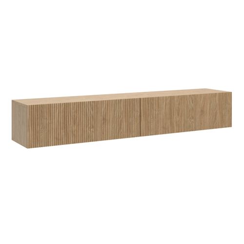 Meuble Tv Suspendu 2 Portes Abattants En Aspect Chêne 175 Cm