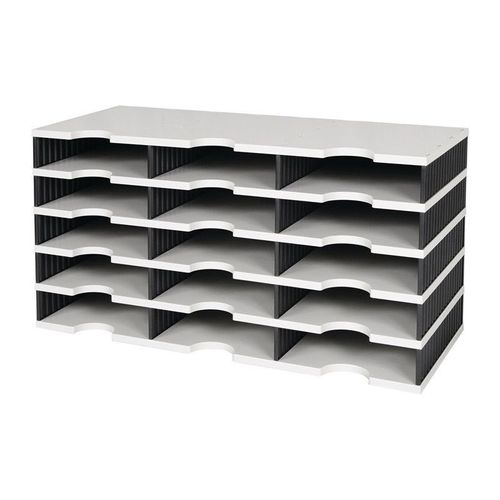 Casier de tri Trio 15 compartiments H363xl723xP331 mm polystyrène gris/noir STYR