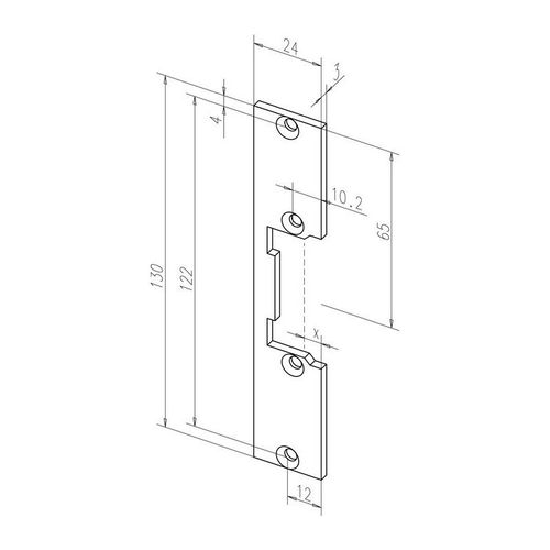 Plaque de frappe plate 096 STA galinox.Rect.B.24xL.130mm DIN Gauche/droit ASSA ABLOY