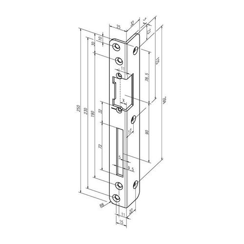 Gâche de sécurité coudée .069 S.3mm VA ma DIN Gauche ASSA ABLOY