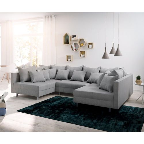 Canapé Clovis Gris Canapé Modulaire Tissu Plat Salon