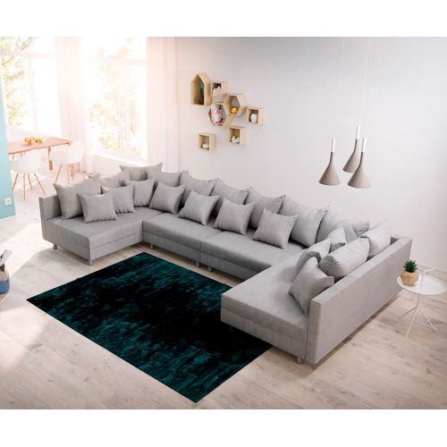 Canapé Clovis Xl Gris Tissu Plat Salon Modulaire