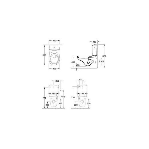 Accessoires, mécanisme à touche DualFlush, chromé, alimentation latérale ou arrière, En porcelaine sanitaire Blanc