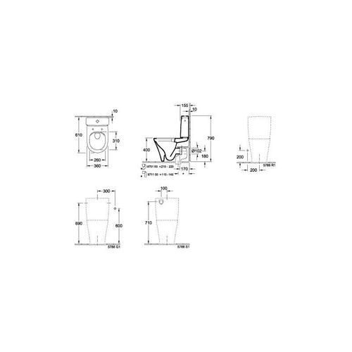 Accessoires, mécanisme à touche DualFlush, chromé, alimentation latérale ou arrière, Céramique sanitaire