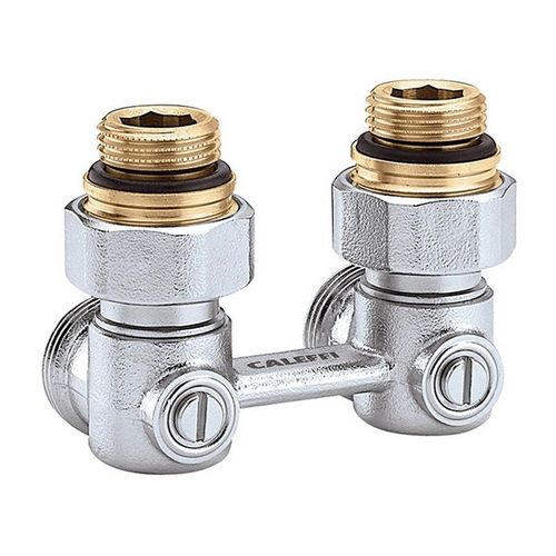 Bloc de robinetterie bitube 3011 forme d'angle, 1/2 pouce IG Caleffi