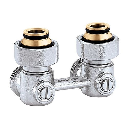 Bloc de robinetterie bitube 3011 forme d'angle, 3/4 pouce IG Caleffi