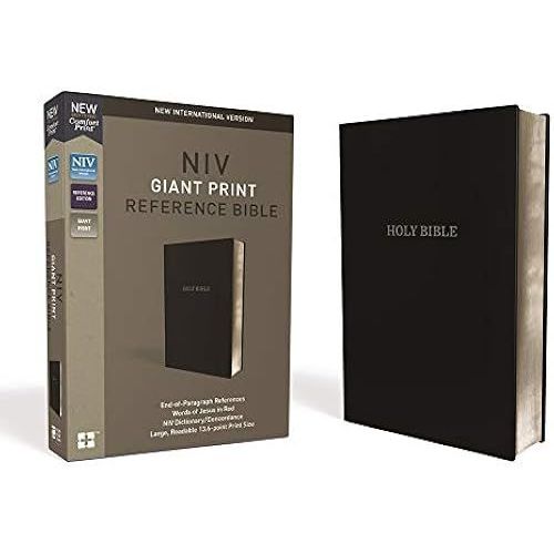 Niv, Reference Bible, Giant Print, Leather-Look, Black, Red Letter Edition, Comfort Print