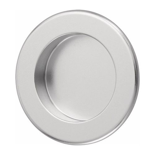 Poignée à encastré en aluminium anodisé argenté, entrée ronde D. 50 mm HERMETA